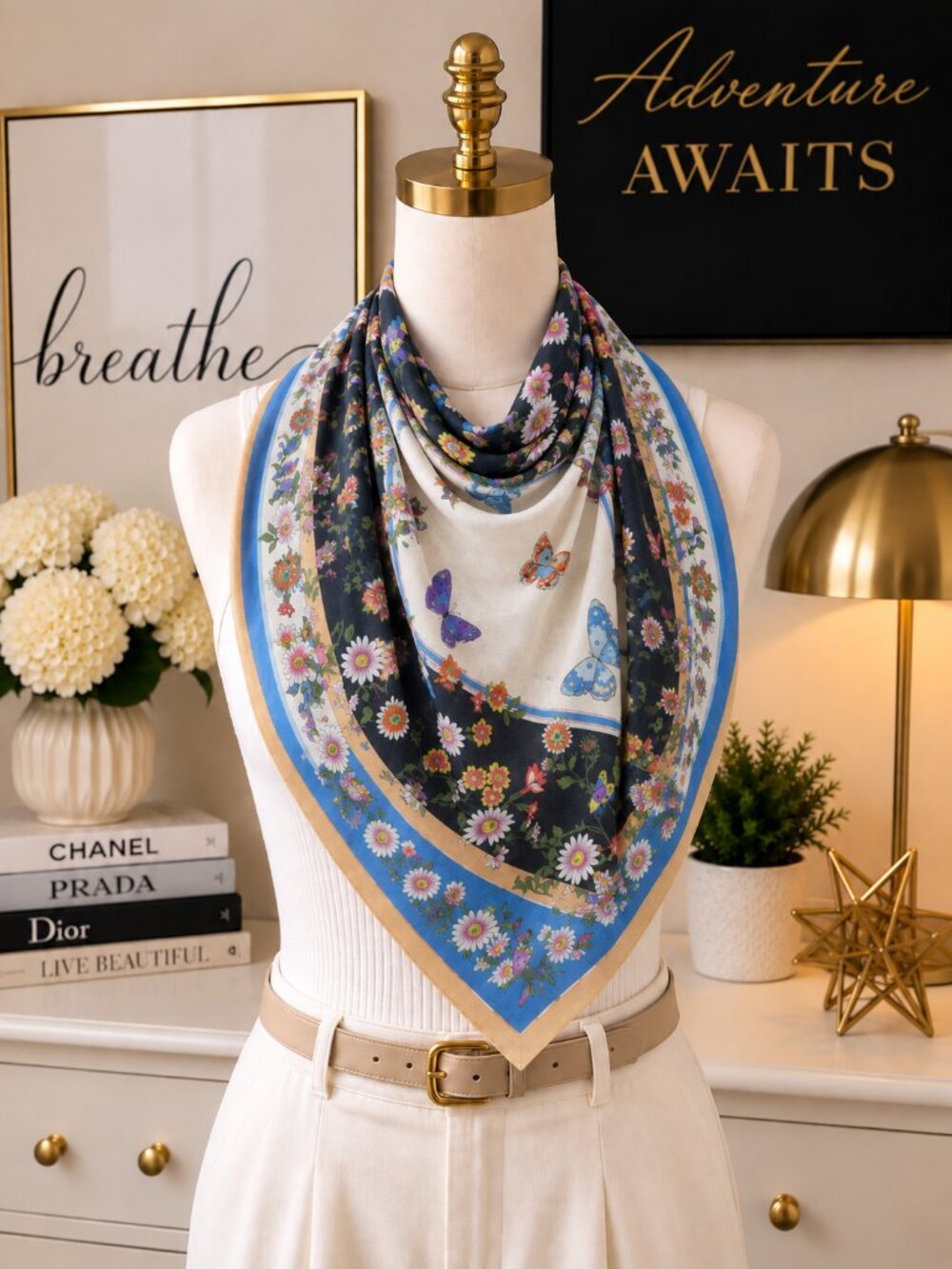 Ann Taylor Floral Modal Scarf 49x49 Large Square Lightweight NWT Style 543651 - Picture 6 of 6